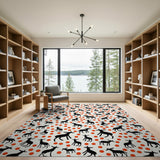 Giraffe Silhouette Red Polka Dot Area Rug