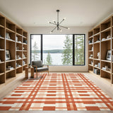 Geometric Modern Orange Geometric Area Rug