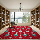 Festive Red Teal Ornament Hanging Rug