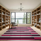 Bold Pink Geometric Stripe Area Rug