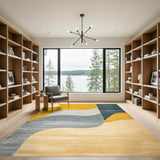 Abstract Yellow Wave Area Rug