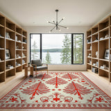Red Papercut Fir Tree Area Rug
