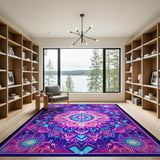 Neon Psychedelic Mandala Area Rug