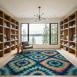 Multi-color and Patterns Vibrant Multi-Color Geometric Diamond Area Rug
