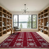 Geometric Modern Red Red Snowflake Geometric Area Rug