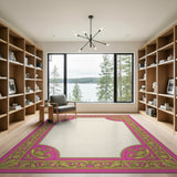 Pink Gold Ornate Baroque Frame Area Rug