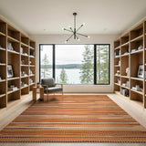 Terracotta Orange Striped Woven Area Rug