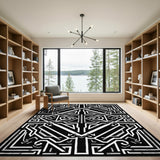 Black White Heritage Tribal No. 8 Area Rug