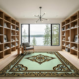 Ornate Mint Green Mandala Area Rug