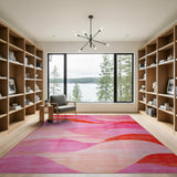 Pink Vibrant Pink Wave Abstract Area Rug