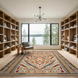 Orange Bold Orange Geometric Southwestern Area Rug