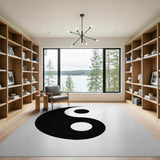 Black White Yin Yang Area Rug