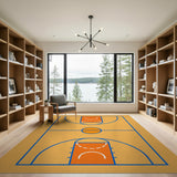 Orange Orange Basketball Court Geometric Area Rug
