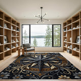 Ornate Cracked Silver Star Floral Rug