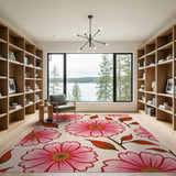 Blush Pink Blush Pink Daisy Floral Area Rug