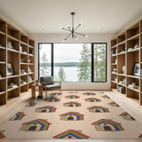 Rainbow House Kids Cartoon Area Rug