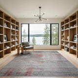 Grey Red Distressed Heritage Tribal Area Rug