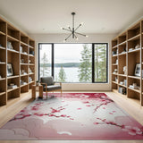 Floral Vintage Pink Cherry Blossom Branch Area Rug