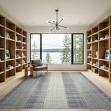 Textured Grey Vertical Stripe Area Rug