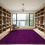 Pink Vibrant Pink Maze Geometric Area Rug