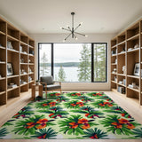 Vibrant Hibiscus Palm Paradise Area Rug