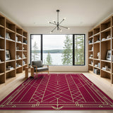 Red Art Deco Geometric Area Rug