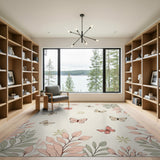 Blush Pink Butterflies Floral Leaves Rug