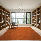 Orange Vibrant Orange Swirl Abstract Area Rug