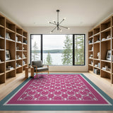 Geometric Modern Pink Vibrant Pink Geometric Lattice Area Rug