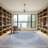 Blue Floral Vintage Washable Area Rug
