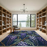 Purple Wisteria Cascading Floral Area Rug