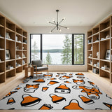 Cute Fox Candy Corn Halloween Rug