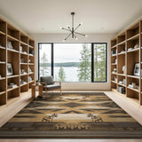 Brown and Tan Southwestern Geometric Brown Tan Area Rug