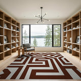 Terracotta Geometric Maze Area Rug