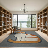 Smiling Orange Tabby Cat Grey Area Rug