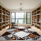 Orange Fruit Vine Swirl Area Rug