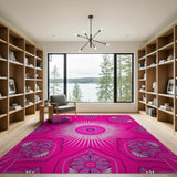Vibrant Pink Sunburst Tribal Rug