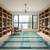 Teal Plaid Woven Area Rug