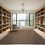 Brown Trellis Lattice Geometric Area Rug