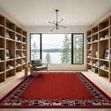 Red Halloween Persian Rug with Black Cats Pumpkins