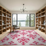Elegant Pink Elegant Pink Damask Floral Area Rug
