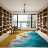 Golden Starfish Coastal Beach Rug