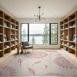 Red Outline Dahlia Floral Area Rug