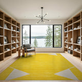 Bold Yellow Geometric Area Rug with White Triangles