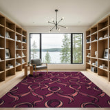 Whimsical Pink Ribbon Bows Purple Pattern Area Rug