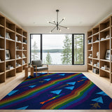 Rainbow Paper Plane Kids Area Rug
