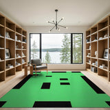 Bold Green Geometric Block Area Rug