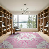 Pink Blush Pink Floral Mandala Area Rug