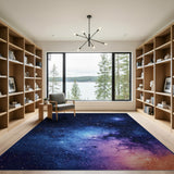 Washable Cosmic Galaxy Area Rug - Low Pile, Non-Slip & Pet Friendly