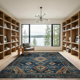Indigo Blue Southwestern Geometric Area Rug